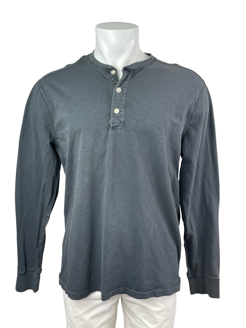 J.Crew Garment Dyed Men's Gray Long Sleeve Crew Neck Henley T Shirt Tee Top XL